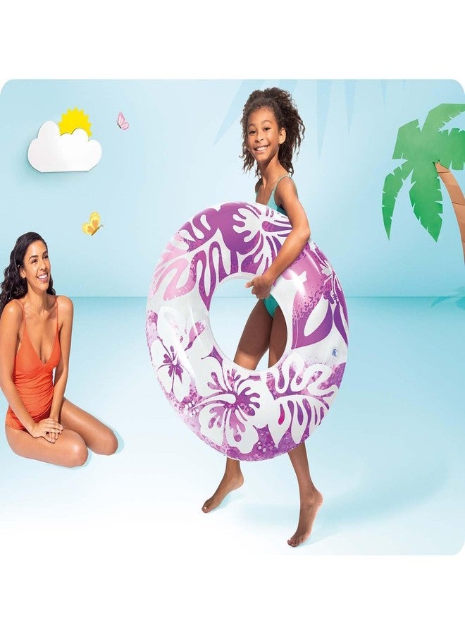 JAYI Pool Party Swimming Printed Floral Graphics Ring Swim Tube for Kids Swimming Learing Ring for Girls and Boys Swimming Tube Inflatable Swim Ring.(36 inch) (Ages 9 and UP) (Floral Graphics Ring) - Image 2